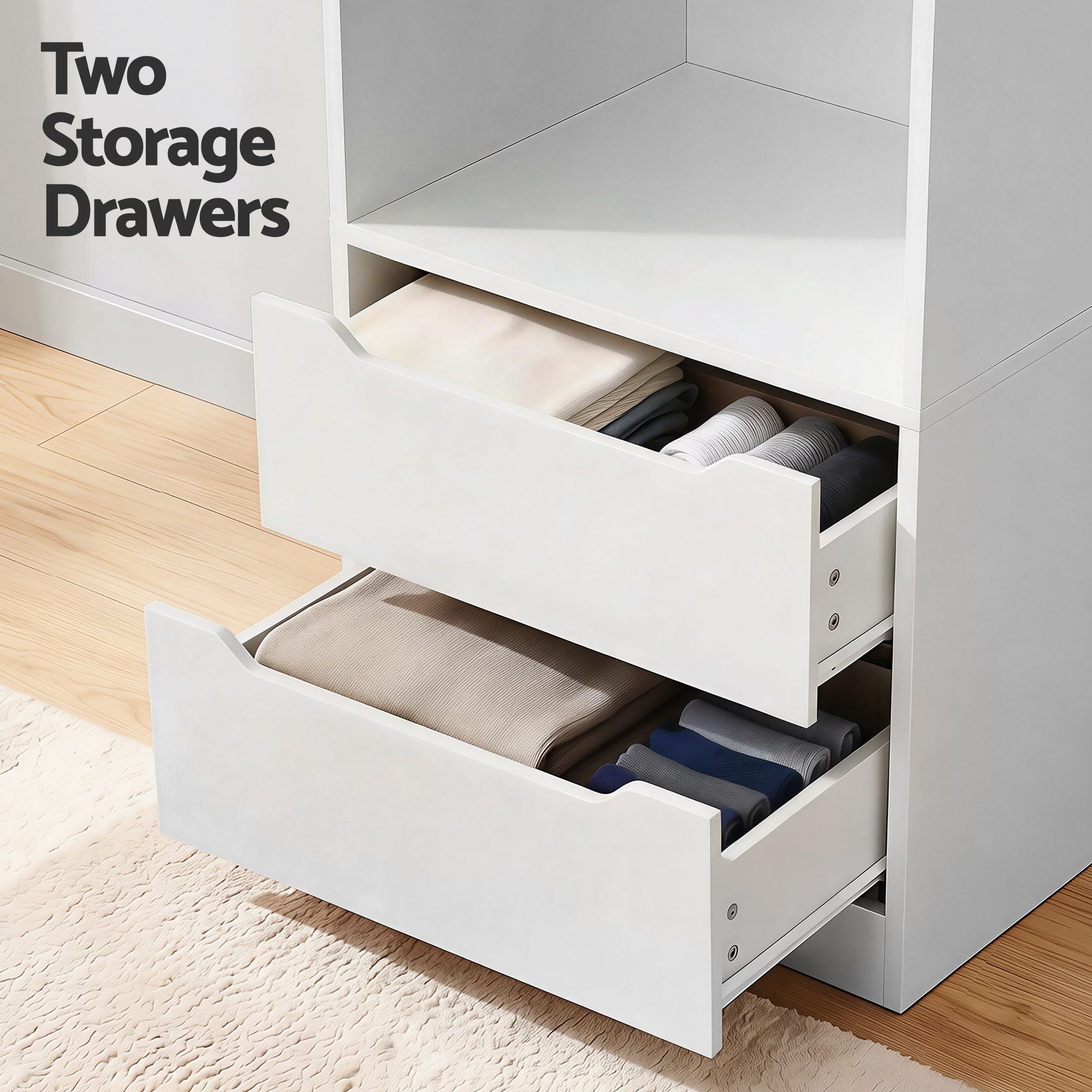 Artiss Wardrobe Clothes Closet Storage Organizer White FURNI-N-WR01-2D-WH-AB