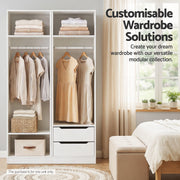 Artiss Wardrobe Clothes Closet Storage Organizer White FURNI-N-WR01-2D-WH-AB
