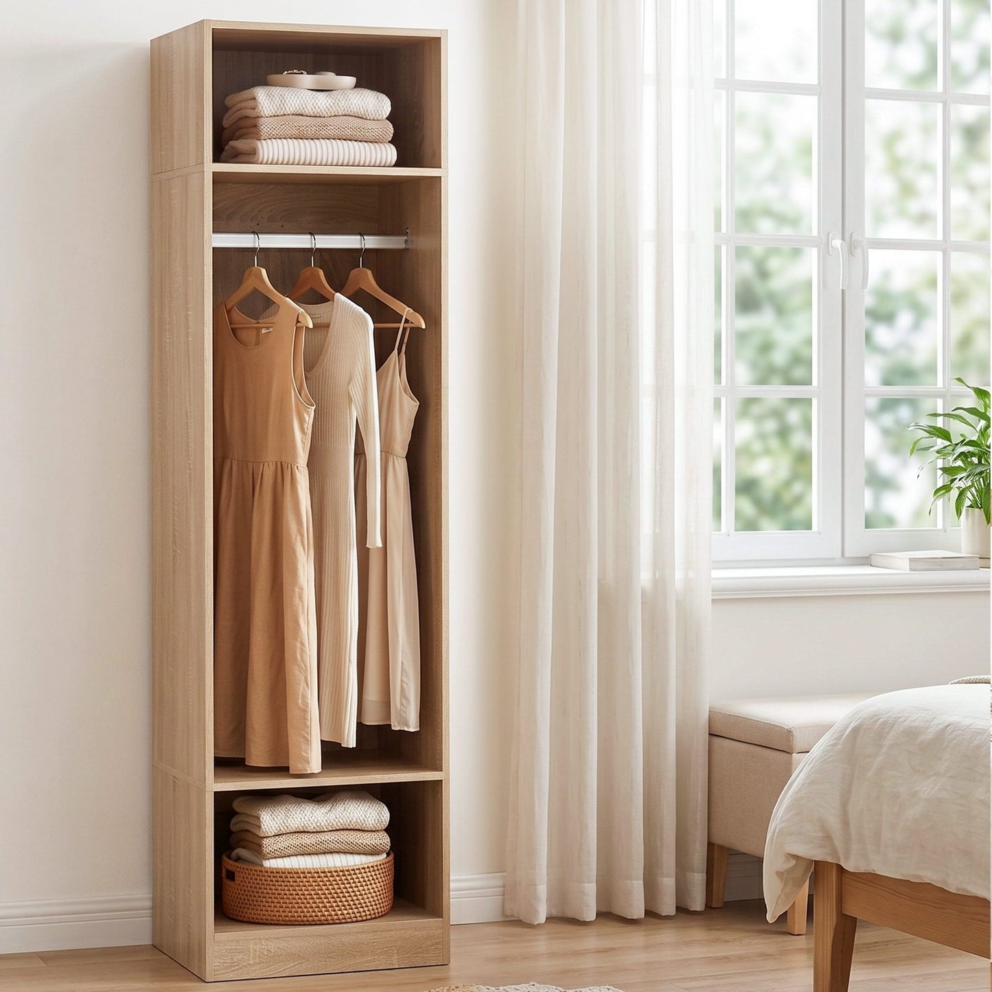 Artiss Wardrobe Clothes Closet Storage Organizer Shelf Pine FURNI-N-WR02-WD-AB