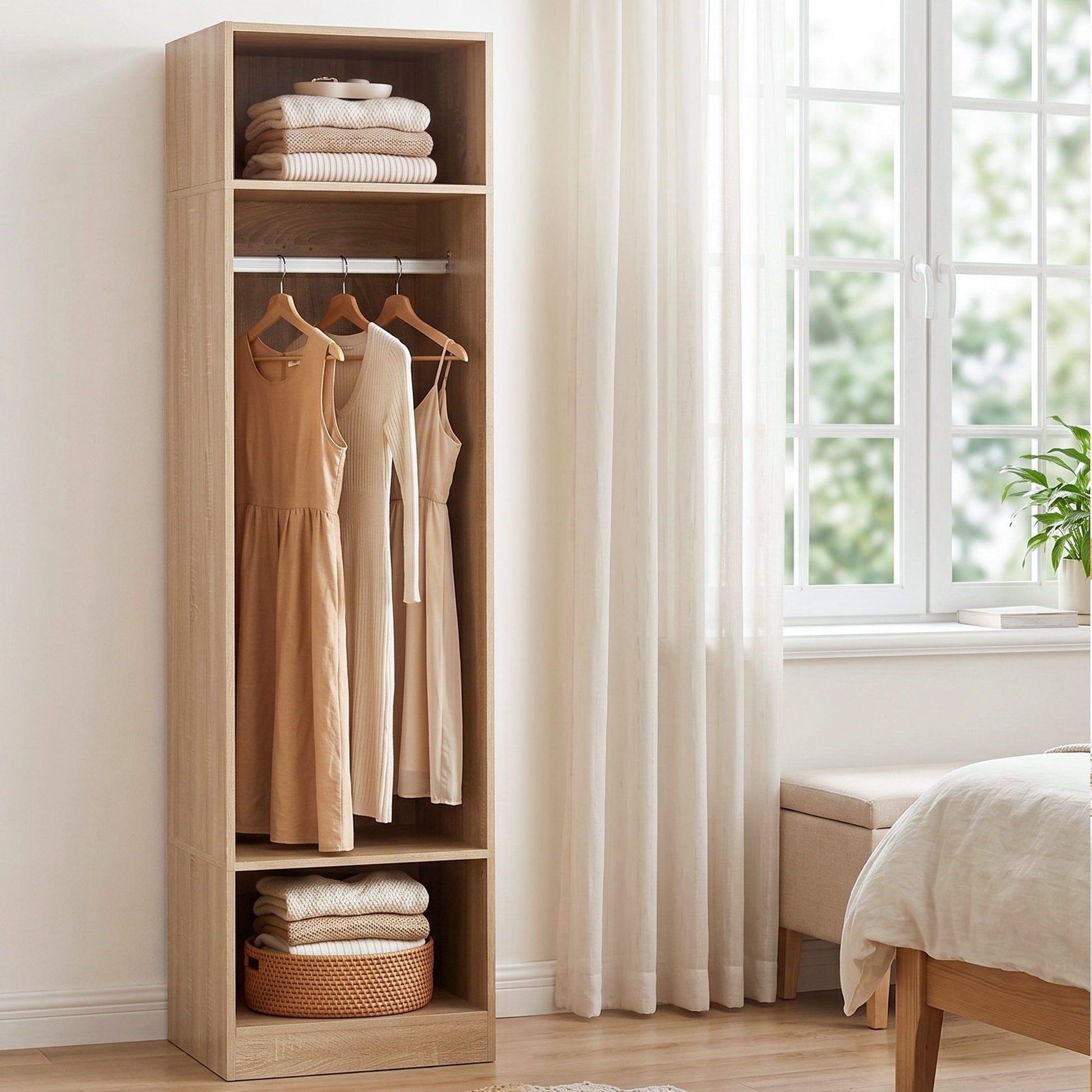 Artiss Wardrobe Clothes Closet Storage Organizer Shelf Pine FURNI-N-WR02-WD-AB