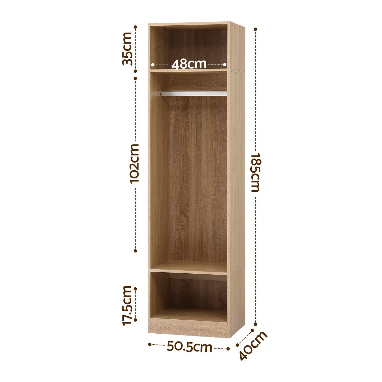 Artiss Wardrobe Clothes Closet Storage Organizer Shelf Pine FURNI-N-WR02-WD-AB