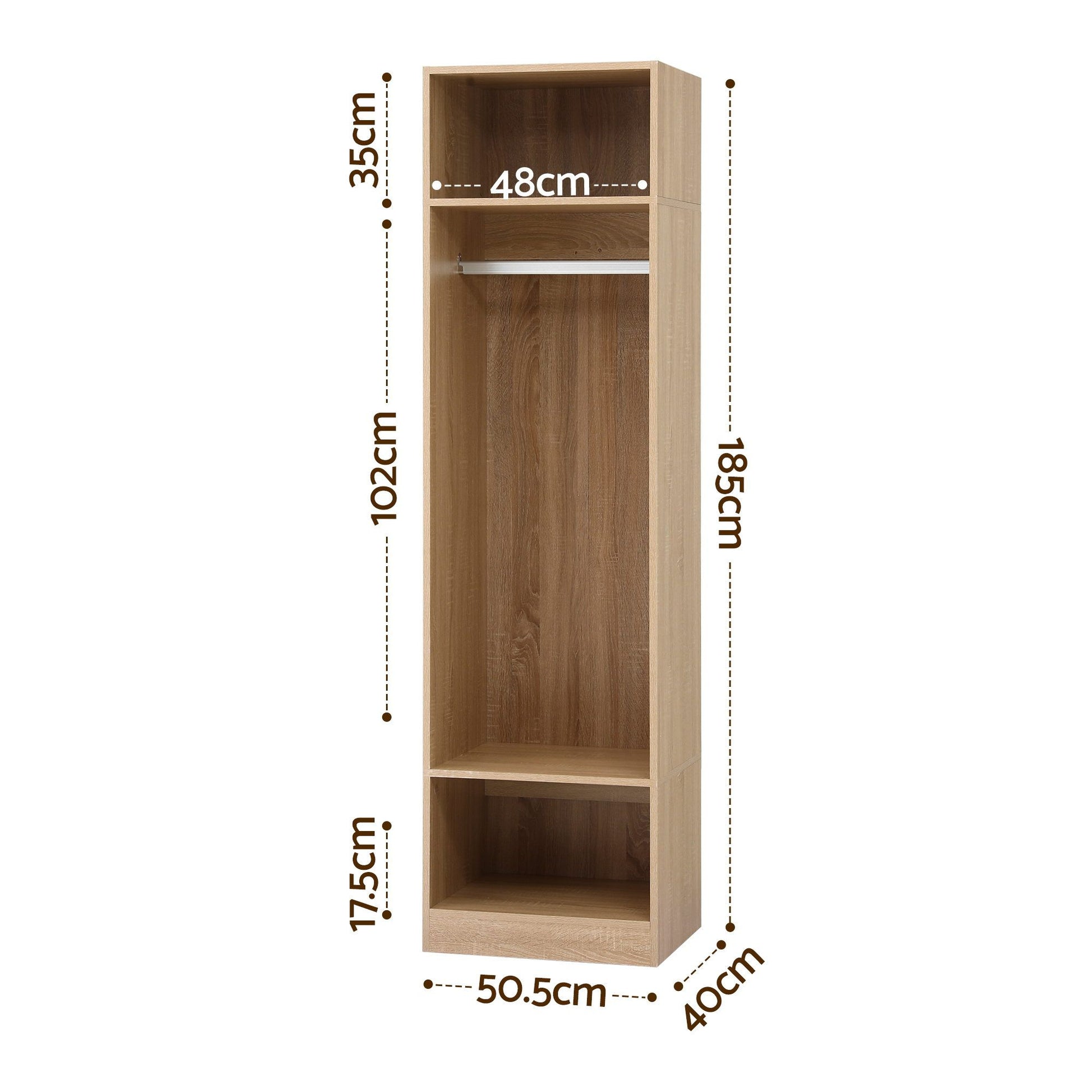 Artiss Wardrobe Clothes Closet Storage Organizer Shelf Pine FURNI-N-WR02-WD-AB