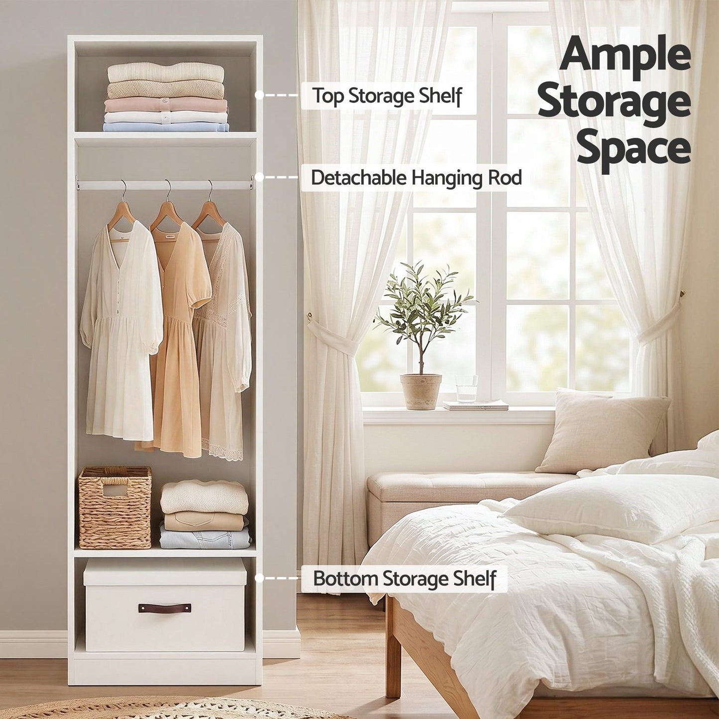 Artiss Wardrobe Clothes Closet Storage Organizer Shelf White FURNI-N-WR02-WH-AB