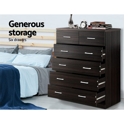 Artiss 6 Chest of Drawers - ANDES Walnut FURNI-NEW-DT-AB