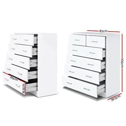 Artiss 6 Chest of Drawers - ANDES White FURNI-NEW-DT-WH-AB