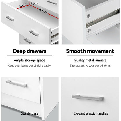 Artiss 6 Chest of Drawers - ANDES White FURNI-NEW-DT-WH-AB
