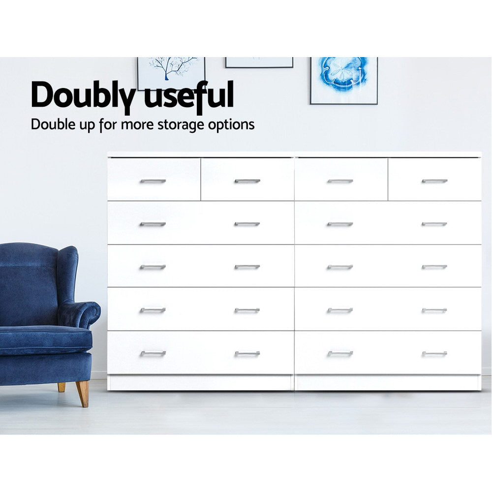 Artiss 6 Chest of Drawers - ANDES White FURNI-NEW-DT-WH-AB