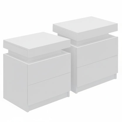 Artiss 2X Bedside Table 2 Drawers Lift-up Storage White FURNI-O-BS-02-WHX2