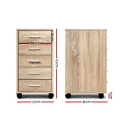 Artiss Filing Cabinet 5 Drawer Office Storage Organiser FURNI-O-CAB-5D-WD