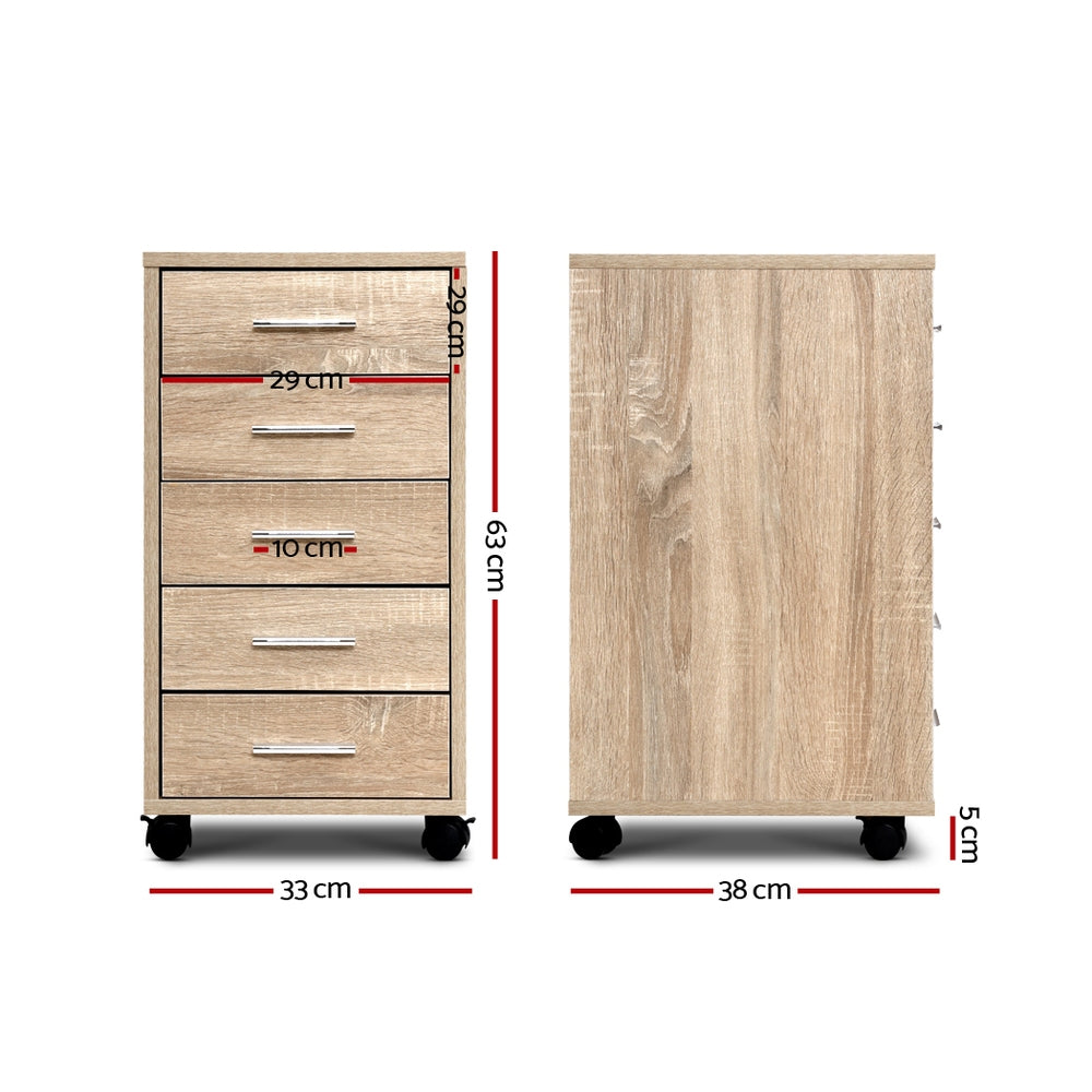 Artiss Filing Cabinet 5 Drawer Office Storage Organiser FURNI-O-CAB-5D-WD