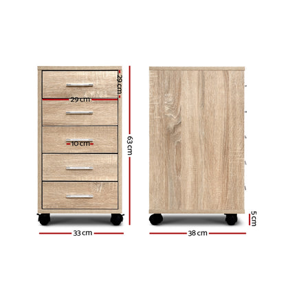 Artiss Filing Cabinet 5 Drawer Office Storage Organiser FURNI-O-CAB-5D-WD