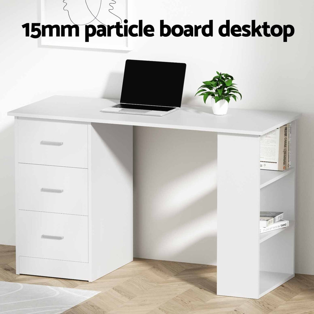 Artiss Computer Desk Drawer Shelf Cabinet White 120CM FURNI-O-DESK-120-WH-AB