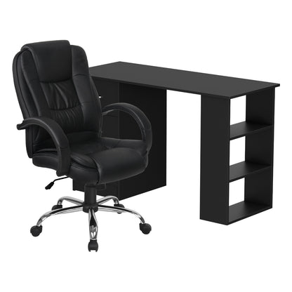 Artiss Computer Desk 120cm Executive Office Chair Set PU Leather High Back Black FURNI-O-DESK-CHAIR-9127-BK
