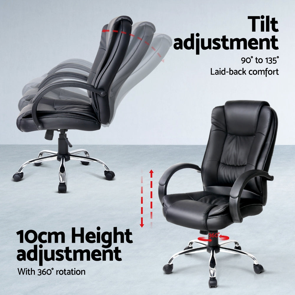 Artiss Computer Desk 120cm Executive Office Chair Set PU Leather High Back Black FURNI-O-DESK-CHAIR-9127-BK