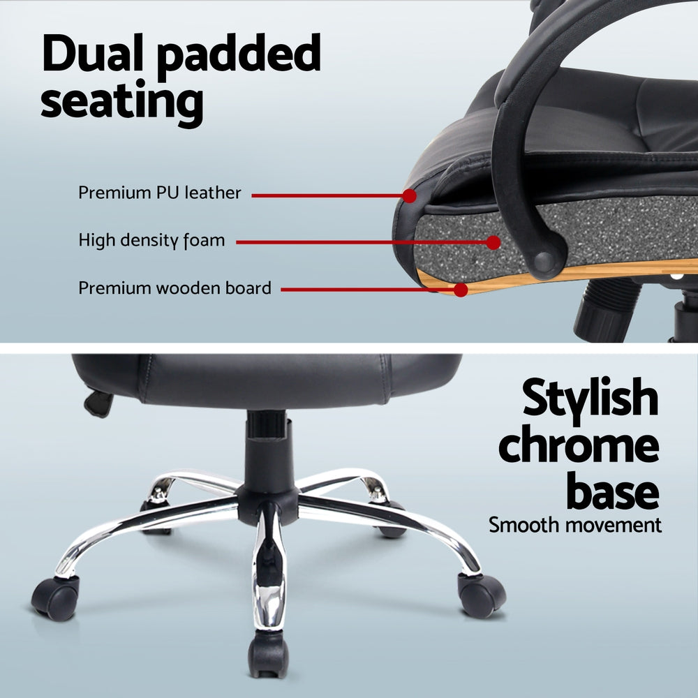 Artiss Computer Desk 120cm Executive Office Chair Set PU Leather High Back Black FURNI-O-DESK-CHAIR-9127-BK
