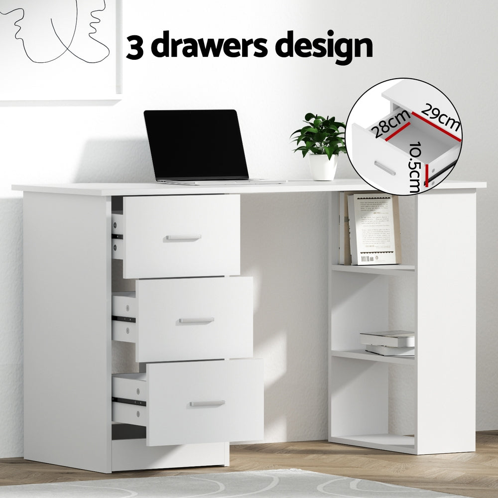 Artiss Computer Desk 120cm Executive Office Chair Set PU Leather High Back White FURNI-O-DESK-CHAIR-9127-WH