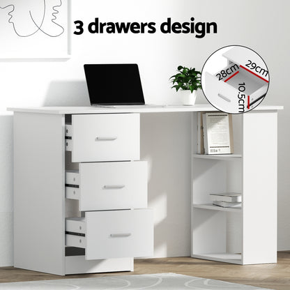 Artiss Computer Desk 120cm Executive Office Chair Set PU Leather High Back White FURNI-O-DESK-CHAIR-9127-WH