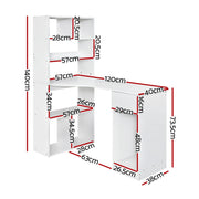 Artiss Computer Desk Bookshelf Drawer Cabinet White 120CM FURNI-O-DESK01-WH-AB