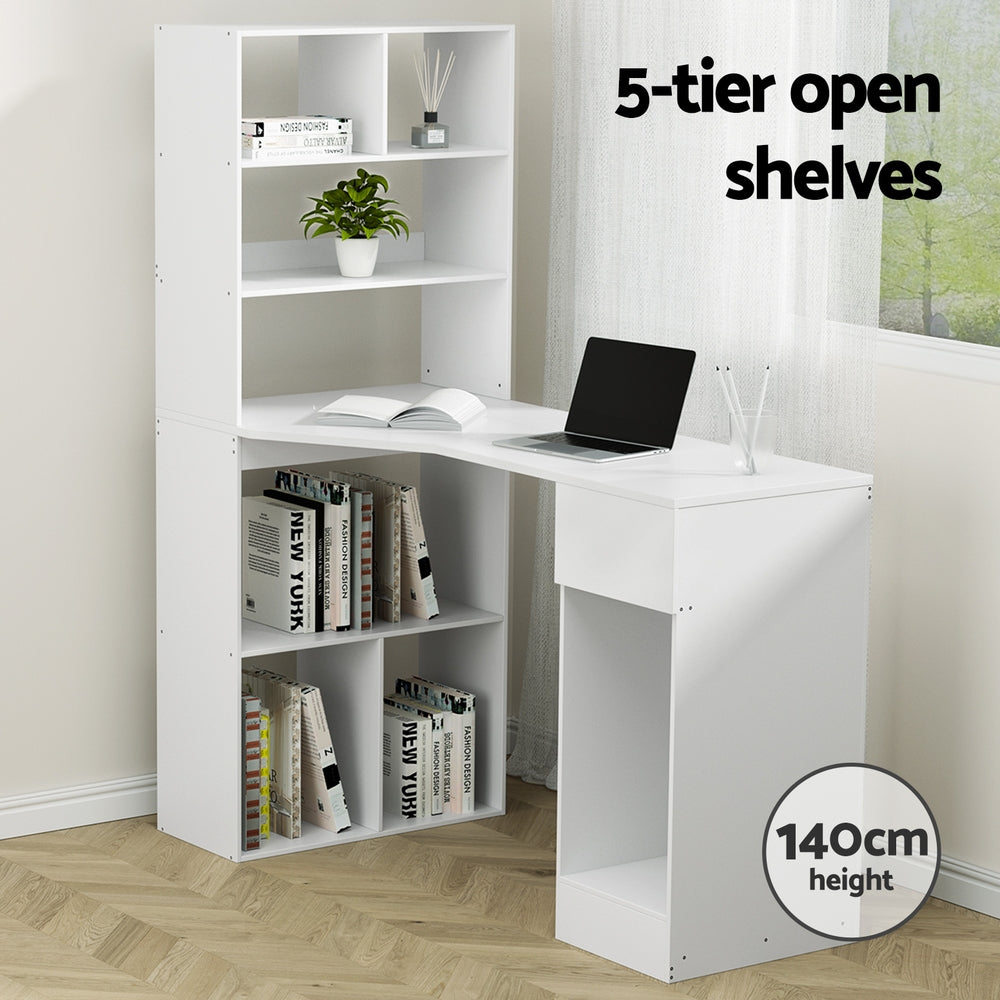 Artiss Computer Desk Bookshelf Drawer Cabinet White 120CM FURNI-O-DESK01-WH-AB