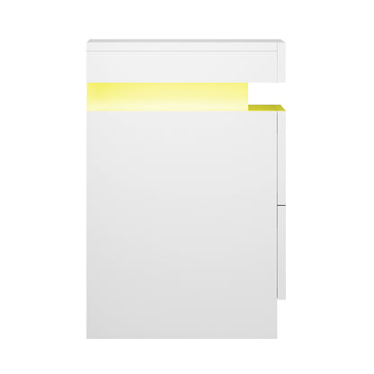 Artiss Bedside Table LED 2 Drawers Lift-up Storage - COLEY White FURNI-O-LED-BS-01-WH