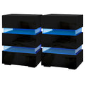Artiss 2x Bedside Table LED 3 Drawers - LUMI Black FURNI-O-LED-BS-03-BKX2