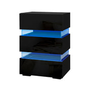 Artiss 2x Bedside Table LED 3 Drawers - LUMI Black FURNI-O-LED-BS-03-BKX2