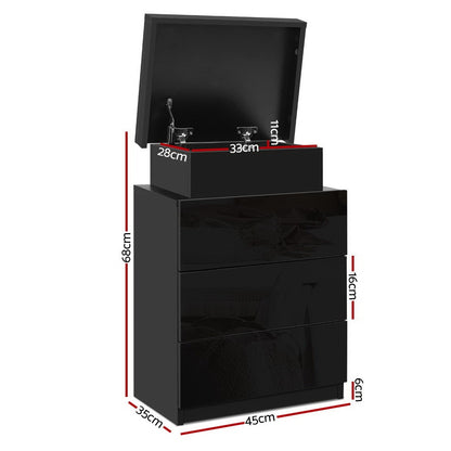 Artiss 2X Bedside Table LED 3 Drawers - COLEY Black FURNI-O-LED-BS-3D-BKX2