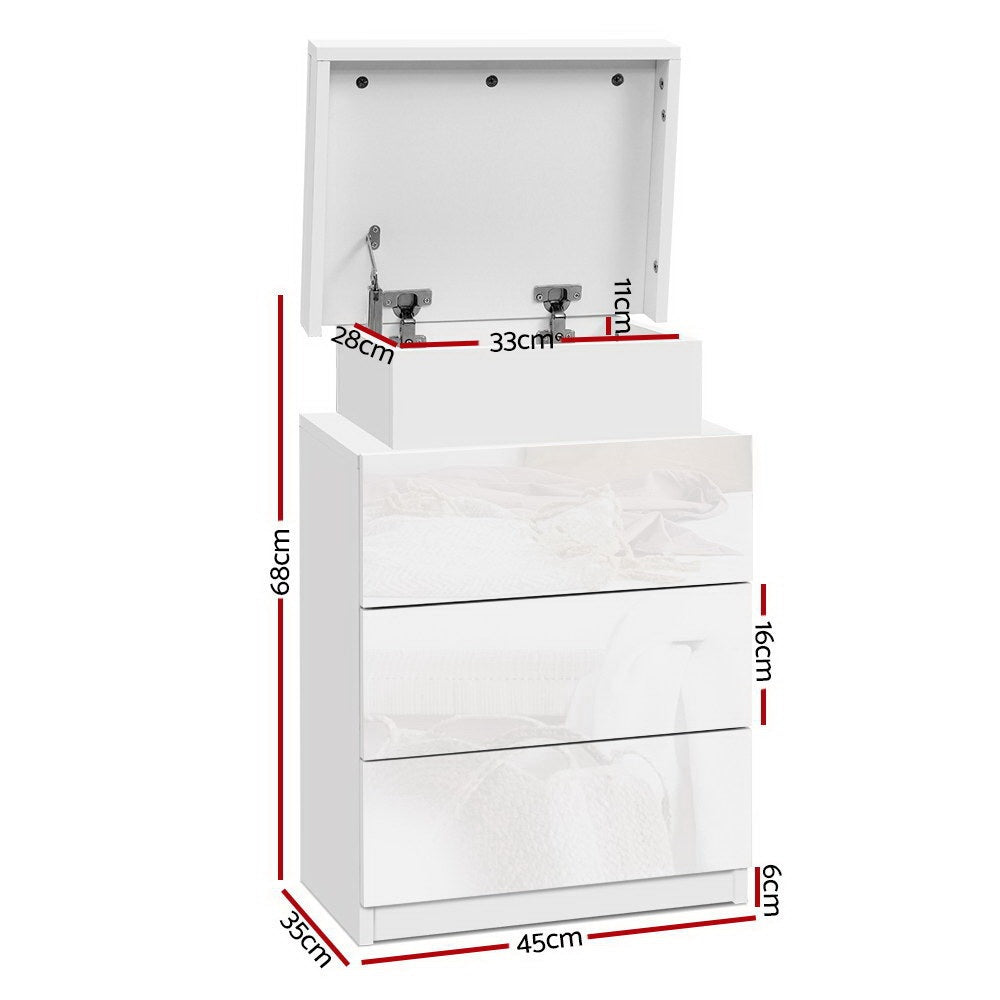 Artiss 2X Bedside Table LED 3 Drawers - COLEY White FURNI-O-LED-BS-3D-WHX2