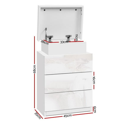 Artiss 2X Bedside Table LED 3 Drawers - COLEY White FURNI-O-LED-BS-3D-WHX2