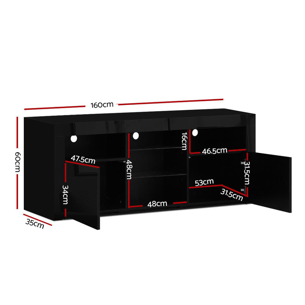 Artiss Entertainment Unit TV Cabinet LED 160cm Black Bobi FURNI-O-LED-TV160-BK-AB