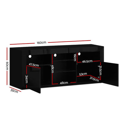 Artiss Entertainment Unit TV Cabinet LED 160cm Black Bobi FURNI-O-LED-TV160-BK-AB