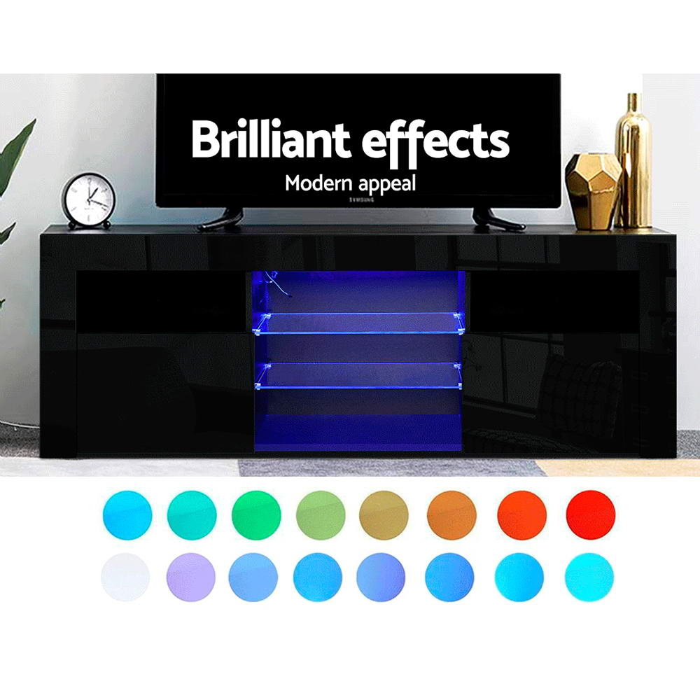 Artiss Entertainment Unit TV Cabinet LED 160cm Black Bobi FURNI-O-LED-TV160-BK-AB