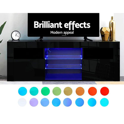 Artiss Entertainment Unit TV Cabinet LED 160cm Black Bobi FURNI-O-LED-TV160-BK-AB