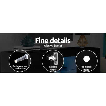 Artiss Entertainment Unit TV Cabinet LED 160cm Black Bobi FURNI-O-LED-TV160-BK-AB