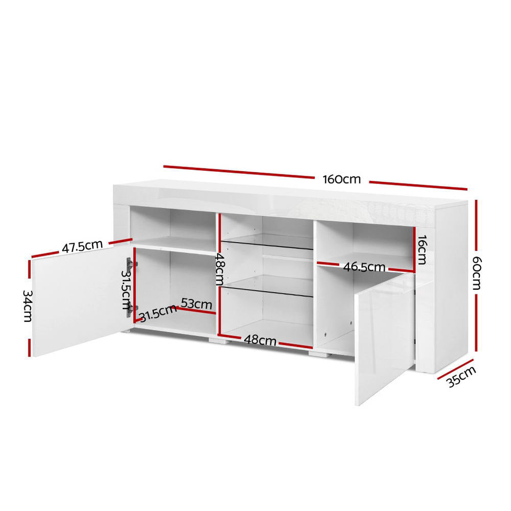 Artiss Entertainment Unit TV Cabinet LED 160cm White Bobi FURNI-O-LED-TV160-WH-AB