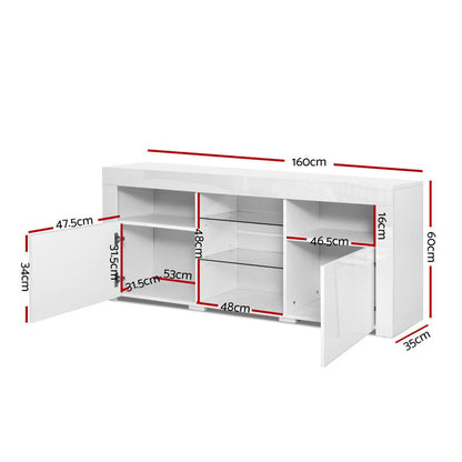 Artiss Entertainment Unit TV Cabinet LED 160cm White Bobi FURNI-O-LED-TV160-WH-AB