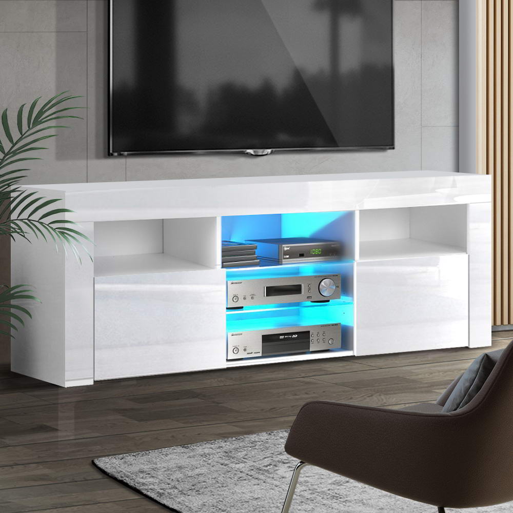 Artiss Entertainment Unit TV Cabinet LED 160cm White Bobi FURNI-O-LED-TV160-WH-AB