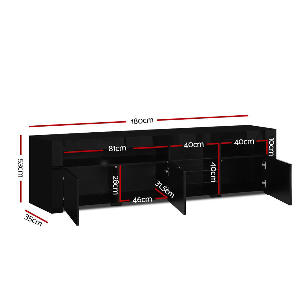 Artiss Entertainment Unit TV Cabinet LED 180cm Black Bobi FURNI-O-LED-TV180-BK-AB