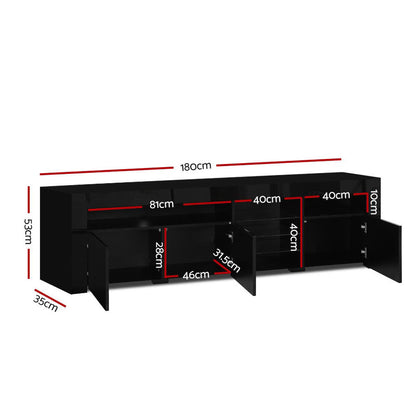 Artiss Entertainment Unit TV Cabinet LED 180cm Black Bobi FURNI-O-LED-TV180-BK-AB