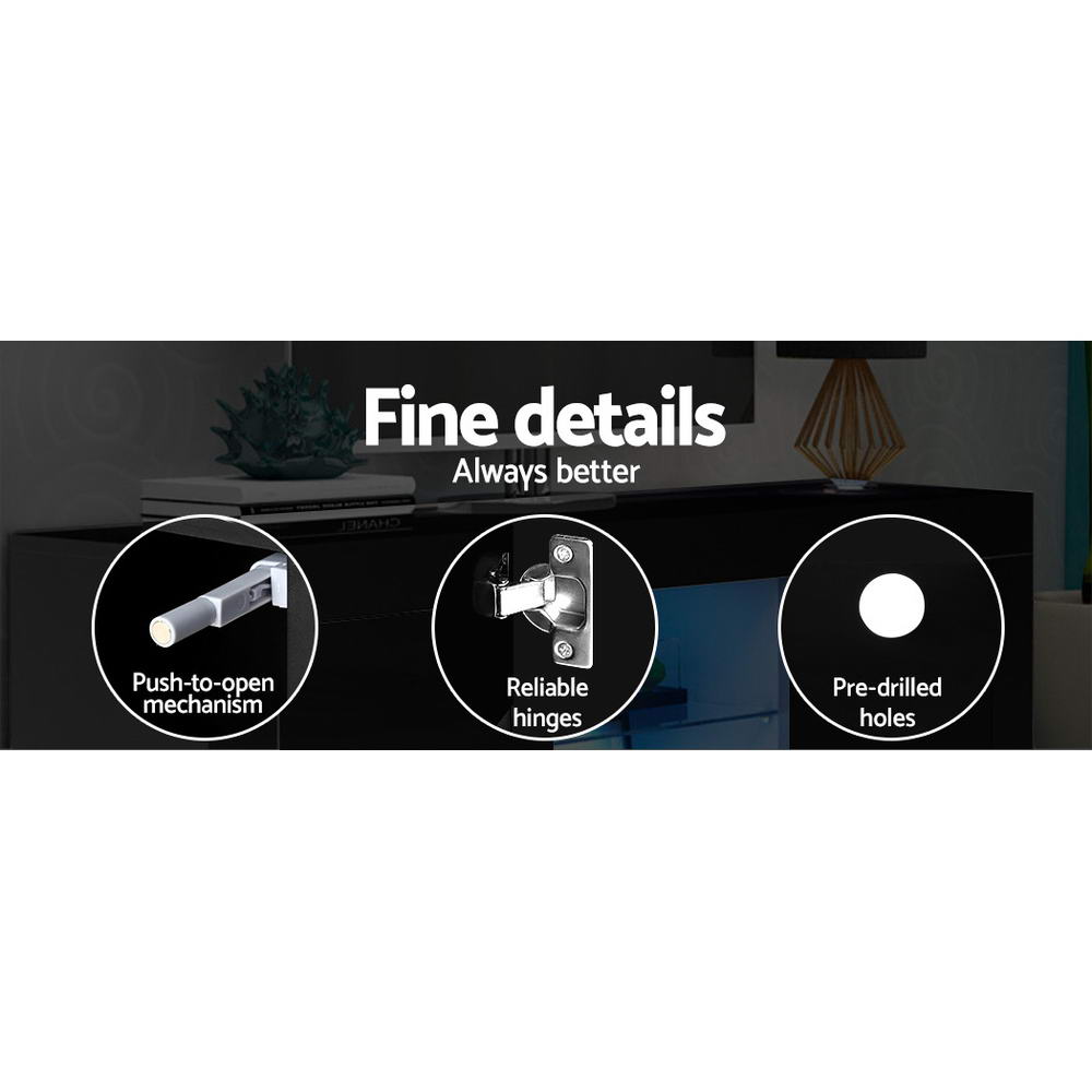 Artiss Entertainment Unit TV Cabinet LED 180cm Black Bobi FURNI-O-LED-TV180-BK-AB