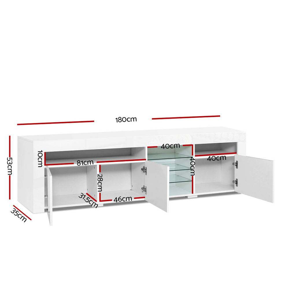 Artiss Entertainment Unit TV Cabinet LED 180cm White Bobi FURNI-O-LED-TV180-WH-AB