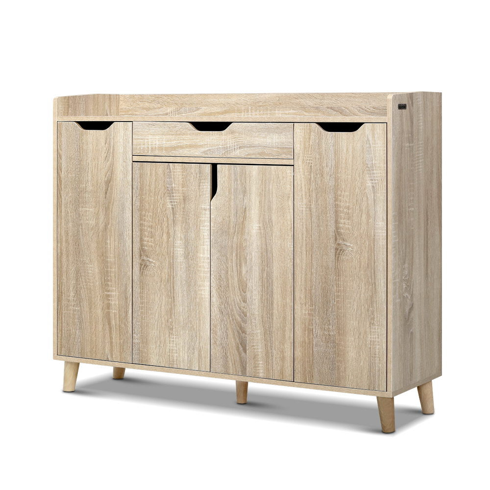Artiss Shoe Rack Cabinet 26 Pairs Adjustable Pine Cissy FURNI-O-SHOE-120-WD-AB