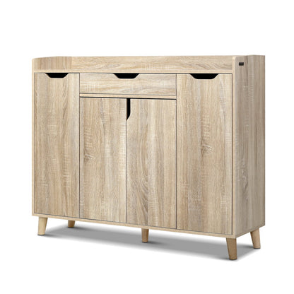 Artiss Shoe Rack Cabinet 26 Pairs Adjustable Pine Cissy FURNI-O-SHOE-120-WD-AB