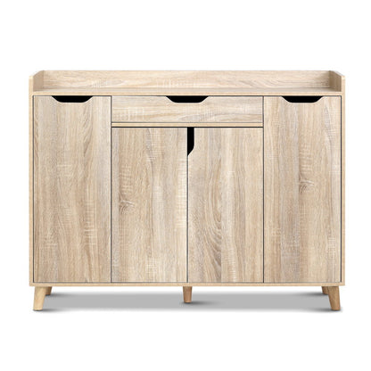 Artiss Shoe Rack Cabinet 26 Pairs Adjustable Pine Cissy FURNI-O-SHOE-120-WD-AB