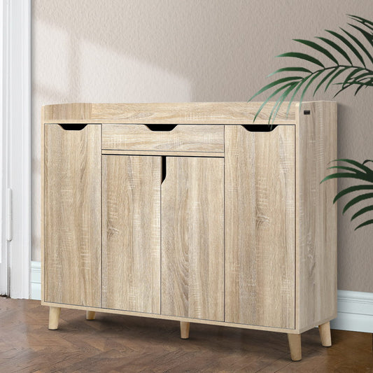 Artiss Shoe Rack Cabinet 26 Pairs Adjustable Pine Cissy FURNI-O-SHOE-120-WD-AB