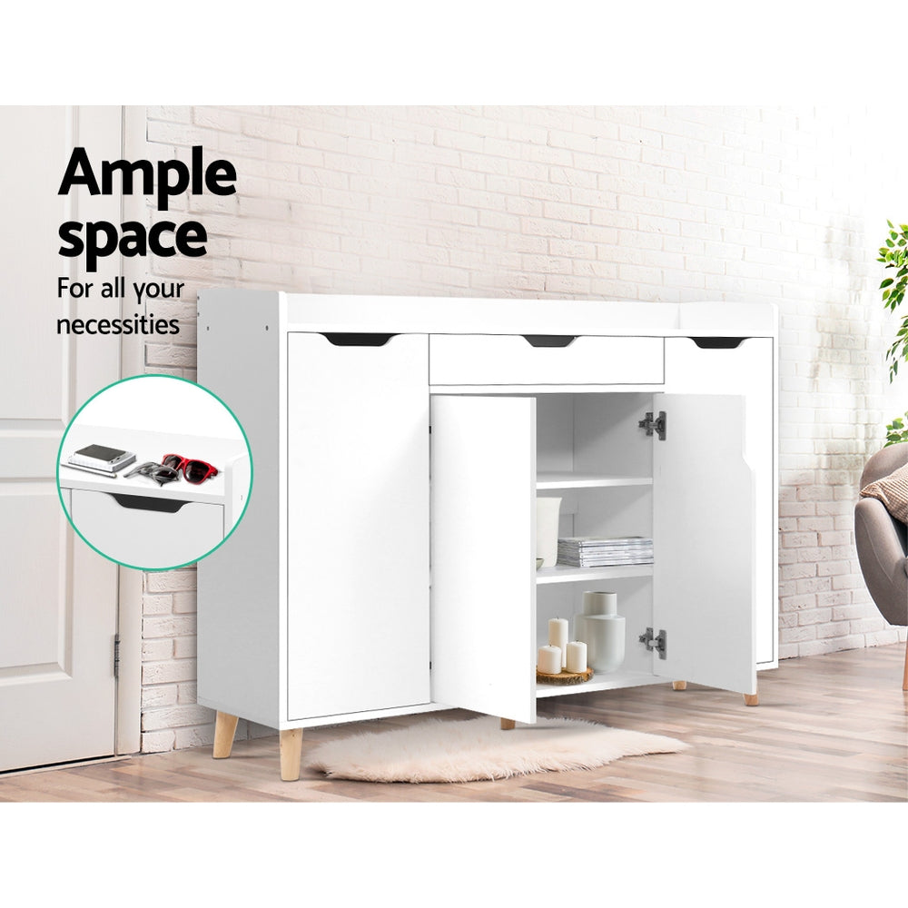 Artiss Shoe Rack Cabinet 26 Pairs Adjustable White Cissy FURNI-O-SHOE-120-WH-AB