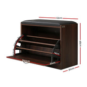 Artiss Shoe Rack Cabinet Bench15 Pairs Walnut Kyla FURNI-O-SHOE-BEN01-WAL