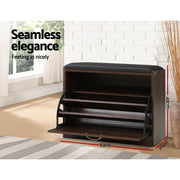Artiss Shoe Rack Cabinet Bench15 Pairs Walnut Kyla FURNI-O-SHOE-BEN01-WAL