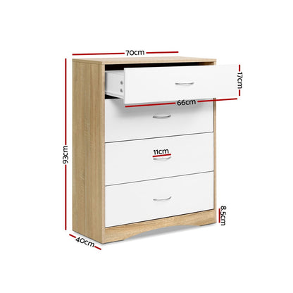Artiss 4 Chest of Drawers - BURL FURNI-O-TBOY-01-WHWD-AB