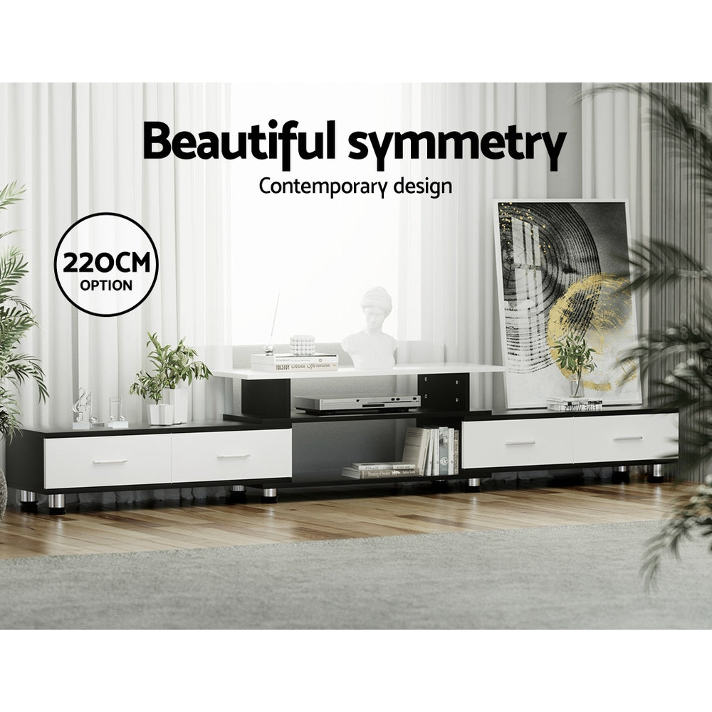 Artiss TV Cabinet Entertainment Unit Extendable 160CM To 220CM FURNI-O-TV-220-WHBK-AB
